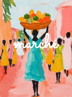 Affiche - Marché - Accueil | Oueso - Art Afro Contemporain