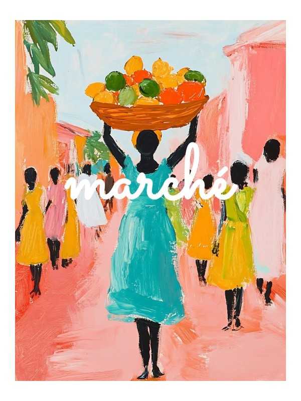Poster - Marché - Accueil | Oueso - Contemporary Afro Art