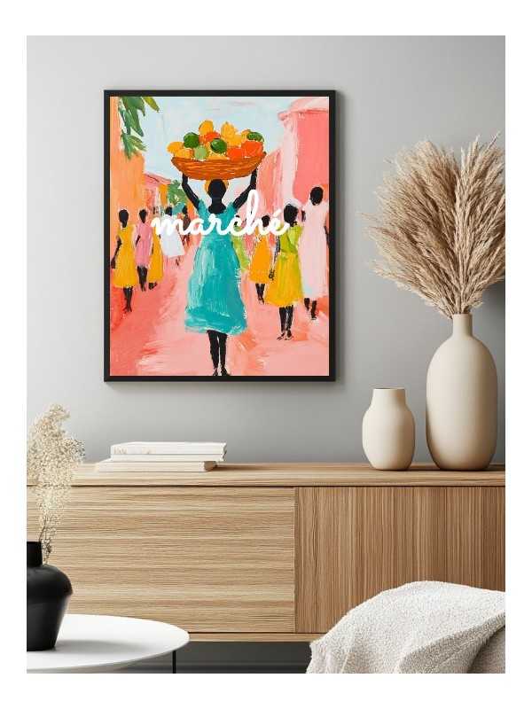 Poster - Marché - Accueil | Oueso - Contemporary Afro Art