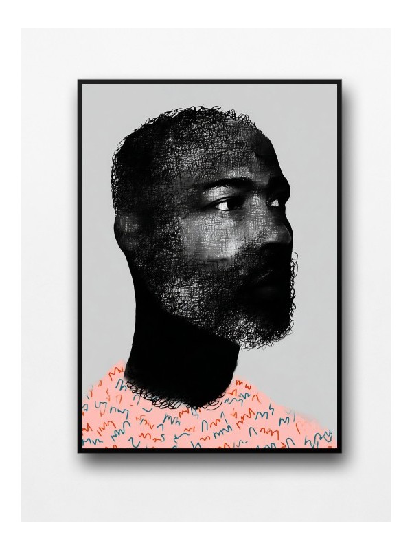 Affiche encadrée - Malik - Accueil | Oueso - Art Afro Contemporain