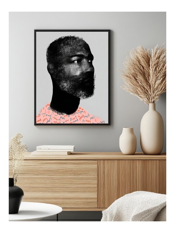 Affiche encadrée - Malik - Accueil | Oueso - Art Afro Contemporain