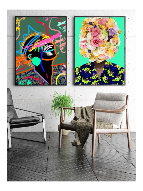 Set of posters - Hiéroglyphe - Accueil | Oueso - Contemporary Afro Art