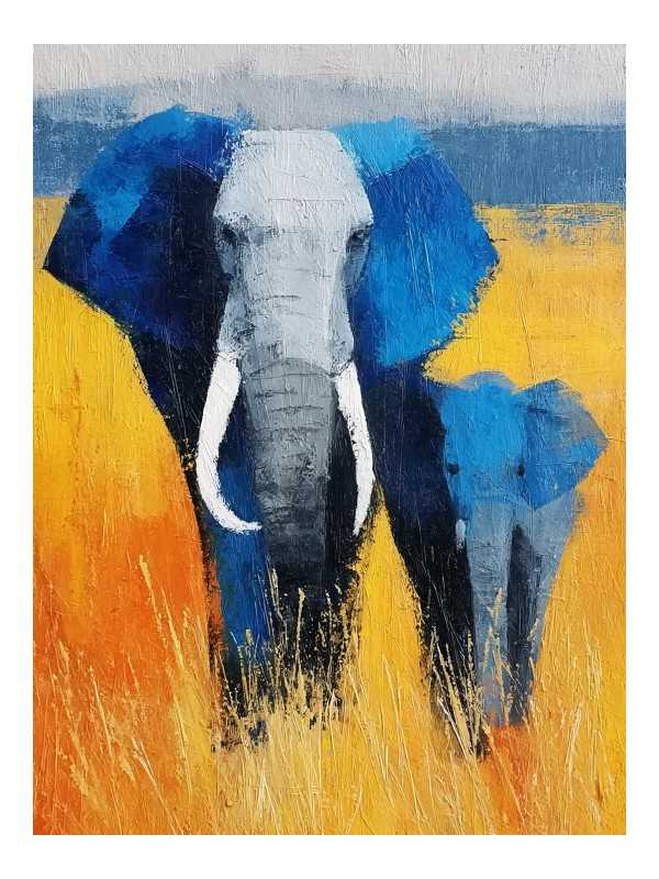 Poster - Éléphant Family - Accueil | Oueso - Contemporary Afro Art Poster - Éléphant Family - Accueil | Oueso - Contemporary Afro Art