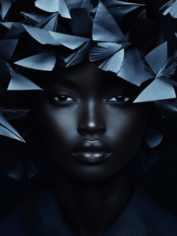 Poster - Blue origami - Accueil | Oueso - Contemporary Afro Art
