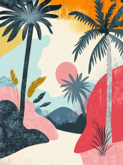 Affiche - Pink paradise - Accueil | Oueso - Art Afro Contemporain