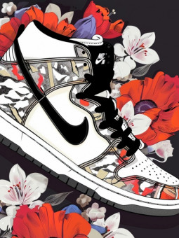 Affiche - Sneakers flowers - Accueil | Oueso - Art Afro Contemporain