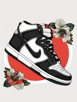 Affiche - Sneakers flowers beige - Accueil | Oueso - Contemporary A...