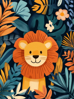 Poster - Jungle lion - Accueil | Oueso - Contemporary Afro Art