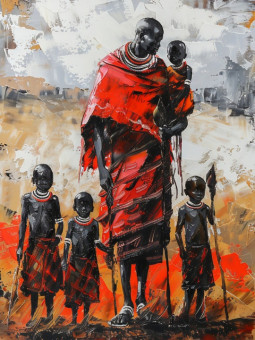 Affiche - Massai father - Accueil | Oueso - Art Afro Contemporain