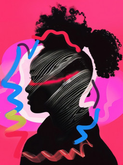 Poster - Pink contrast - Accueil | Oueso - Contemporary Afro Art