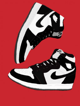 Poster - Jordan fond rouge - Accueil | Oueso - Contemporary Afro Art