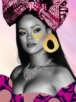 Poster - Rhianna pink - Accueil | Oueso - Contemporary Afro Art