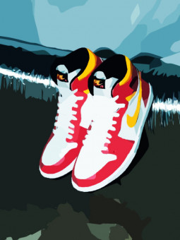 Poster - Tricolor sneakers - Accueil | Oueso - Contemporary Afro Art