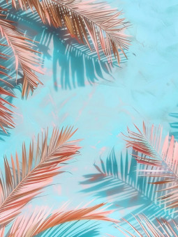 Poster - Palmier fond bleu - Accueil | Oueso - Contemporary Afro Art