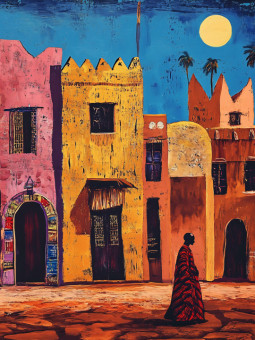 Affiche - African Village - Accueil | Oueso - Art Afro Contemporain