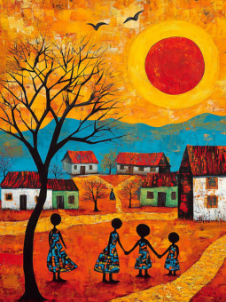 Poster - Village mbabe - Accueil | Oueso - Contemporary Afro Art