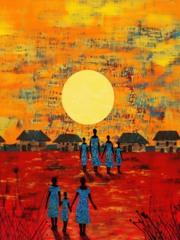 Poster - Village Family - Accueil | Oueso - Contemporary Afro Art