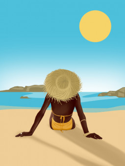 Poster - Sunny beach - Accueil | Oueso - Contemporary Afro Art