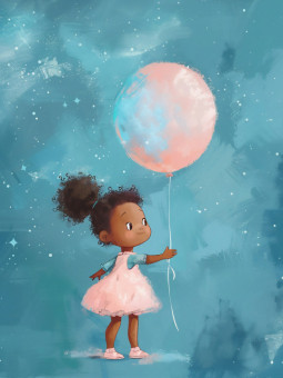 Poster - Pink Baloon - Accueil | Oueso - Contemporary Afro Art
