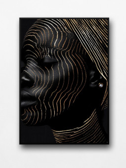 Framed poster - Golden scarf - Accueil | Oueso - Contemporary Afro Art