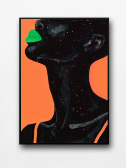 Framed poster - Green lips - Accueil | Oueso - Contemporary Afro Art