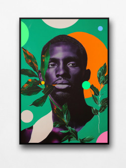 Framed poster - Black flower - Accueil | Oueso - Contemporary Afro Art
