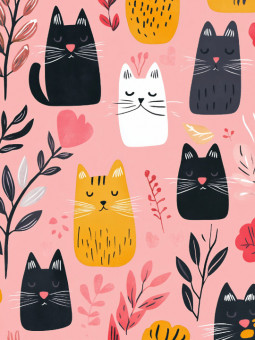 Affiche - Cat pattern - Accueil | Oueso - Art Afro Contemporain