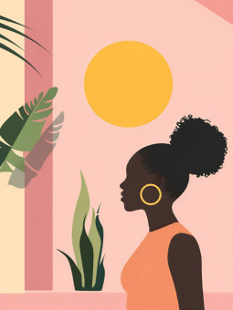 Poster - Pink rays - Accueil | Oueso - Contemporary Afro Art