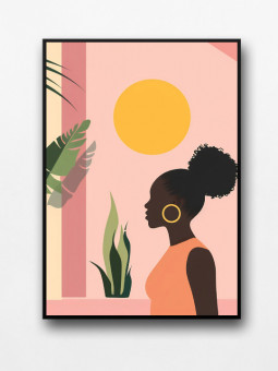 Affiche encadrée - Pink rays - Accueil | Oueso - Art Afro Contemporain
