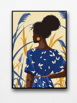 Affiche encadrée - Blue wheat - Accueil | Oueso - Art Afro Contempo...