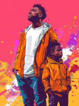 Poster - Dad and son - Accueil | Oueso - Contemporary Afro Art