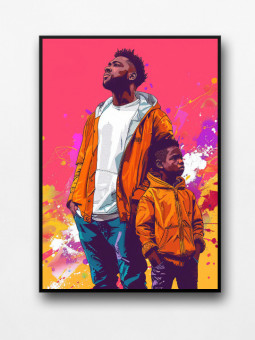 Framed poster - Dad and son - Accueil | Oueso - Contemporary Afro Art