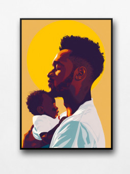 Framed poster -Caring Dad - Accueil | Oueso - Contemporary Afro Art