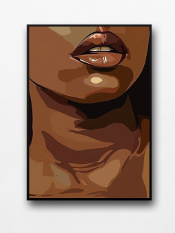 Affiche encadrée - Brun lips - Accueil | Oueso - Art Afro Contemporain