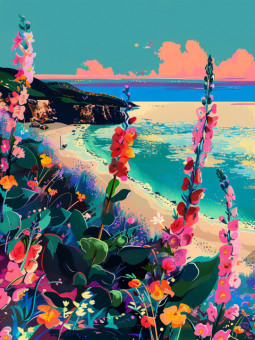 Poster - Floral beach - Accueil | Oueso - Contemporary Afro Art