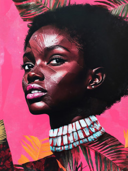 Poster - Pink afro - Accueil | Oueso - Contemporary Afro Art