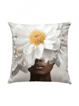Cushion - Fleur blanc - Accueil | Oueso - Contemporary Afro Art