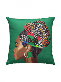 Cushion - Femme verte - Accueil | Oueso - Contemporary Afro Art