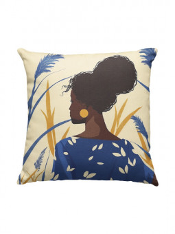 Cushion - Rêverie en bleu - Accueil | Oueso - Contemporary Afro Art