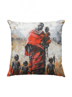 Coussin - Tribu en marche - Accueil | Oueso - Art Afro Contemporain