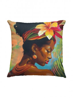 Coussin - Femme en fleur - Accueil | Oueso - Art Afro Contemporain