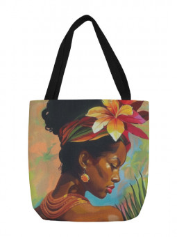 Tote bag - Femme en fleur - Accueil | Oueso - Art Afro Contemporain