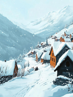 Affiche - Snowy Days - Accueil | Oueso - Art Afro Contemporain