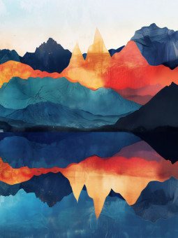 Poster - Symmetrical Mountain - Accueil | Oueso - Contemporary Afro...