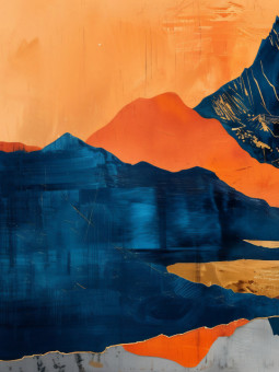 Poster - Blue on orange - Accueil | Oueso - Contemporary Afro Art