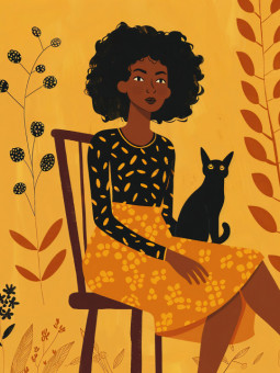 Poster - Black cat - Accueil | Oueso - Contemporary Afro Art