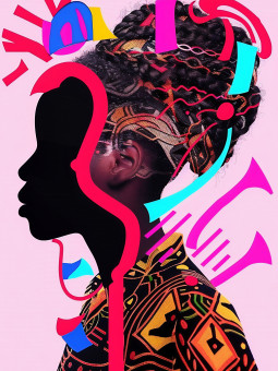Affiche - Pink braids - Accueil | Oueso - Art Afro Contemporain