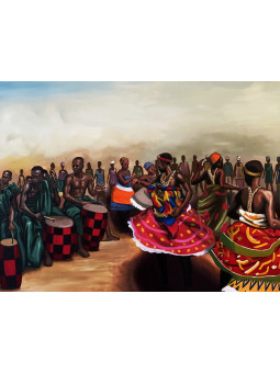 Affiche - Tribes dancing - Accueil | Oueso - Art Afro Contemporain