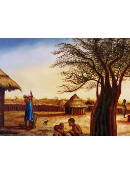 Poster - African Village art - Accueil | Oueso - Contemporary Afro Art