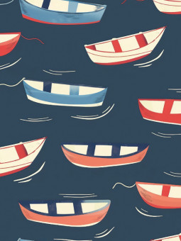 Affiche - Blue boats - Accueil | Oueso - Art Afro Contemporain